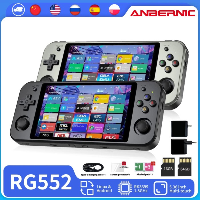 Anbernic RG353P RG552 Dual System Handheld Game Console IPS Touch