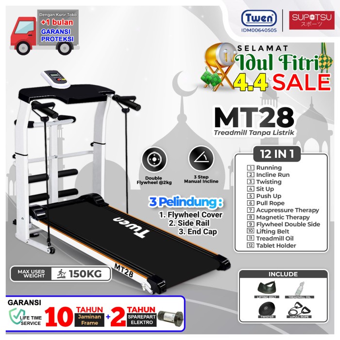 Treadmill Manual Alat Fitness Multifungsi Twen 5 in 1 Twen MT21 MT28