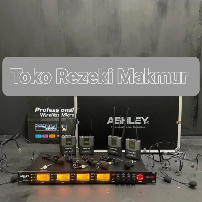 Mic Wireless Ashley M114 JJHH 4Mic Jepit Clip On+4Headset Mic Wireles