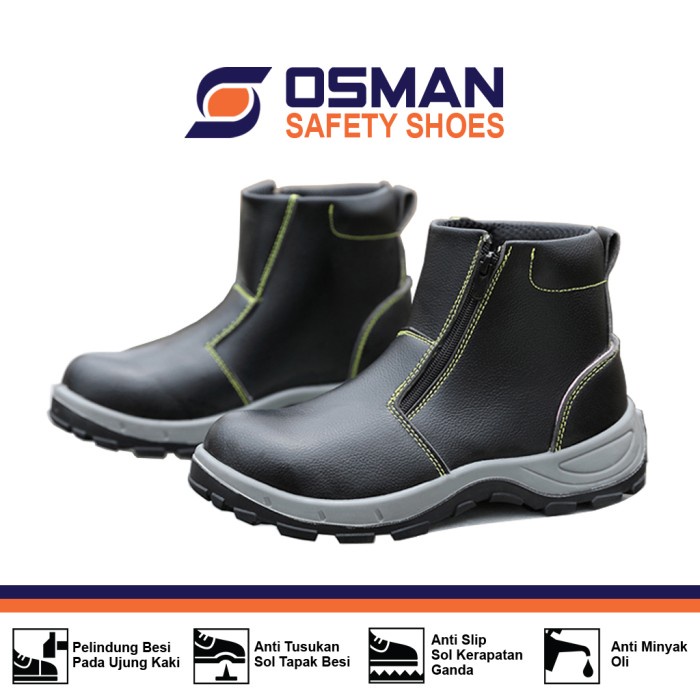 Sepatu Safety OSMAN Safety Shoes Zipper Resleting Tipe OS-668