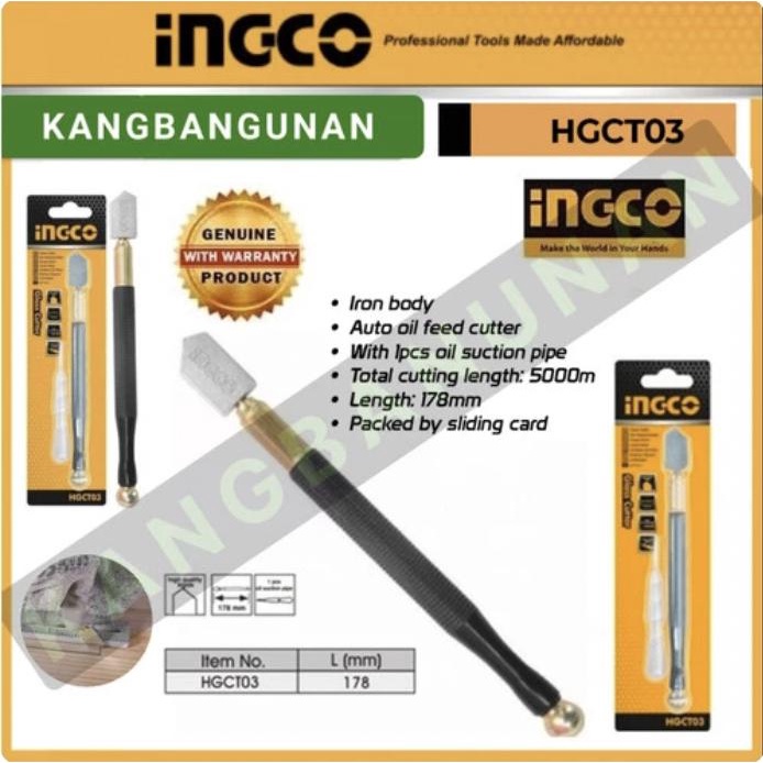 

PISAU POTONG KACA OLI / ALAT PEMOTONG KACA / CUTTER GLASS INGCO HGCT03