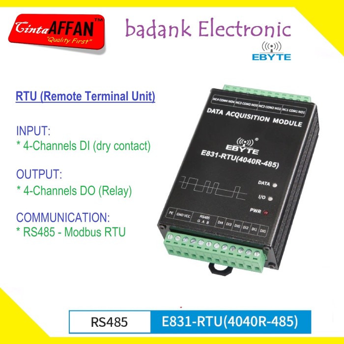TERMURAH EBYTE E831-RTU (4040R-485) REMOTE TERMINAL UNIT 4-DI 4-DO MODBUS RS485 TERLARIS
