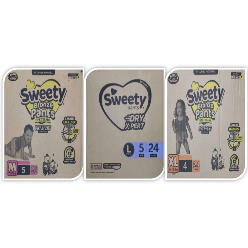 Premium 1Dus Sweety Bronze Pants Popok Bayi Tipe Celana M5/L5/Xl4 M 5 / L 5 / Xl 4