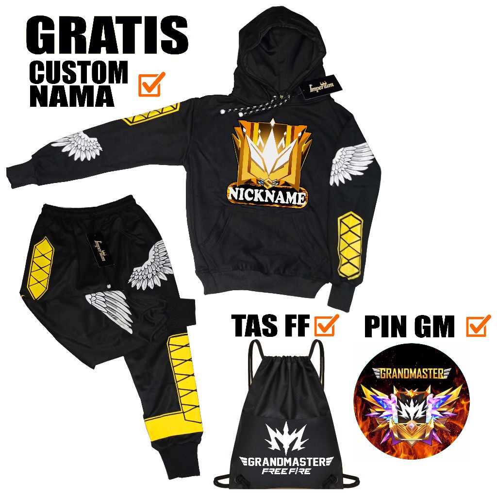 Promo  Setelan Jaket Sweater Free Fire Anak Hoodie Grandmaster Terbaru Dan Celana Ff Kaos Angel