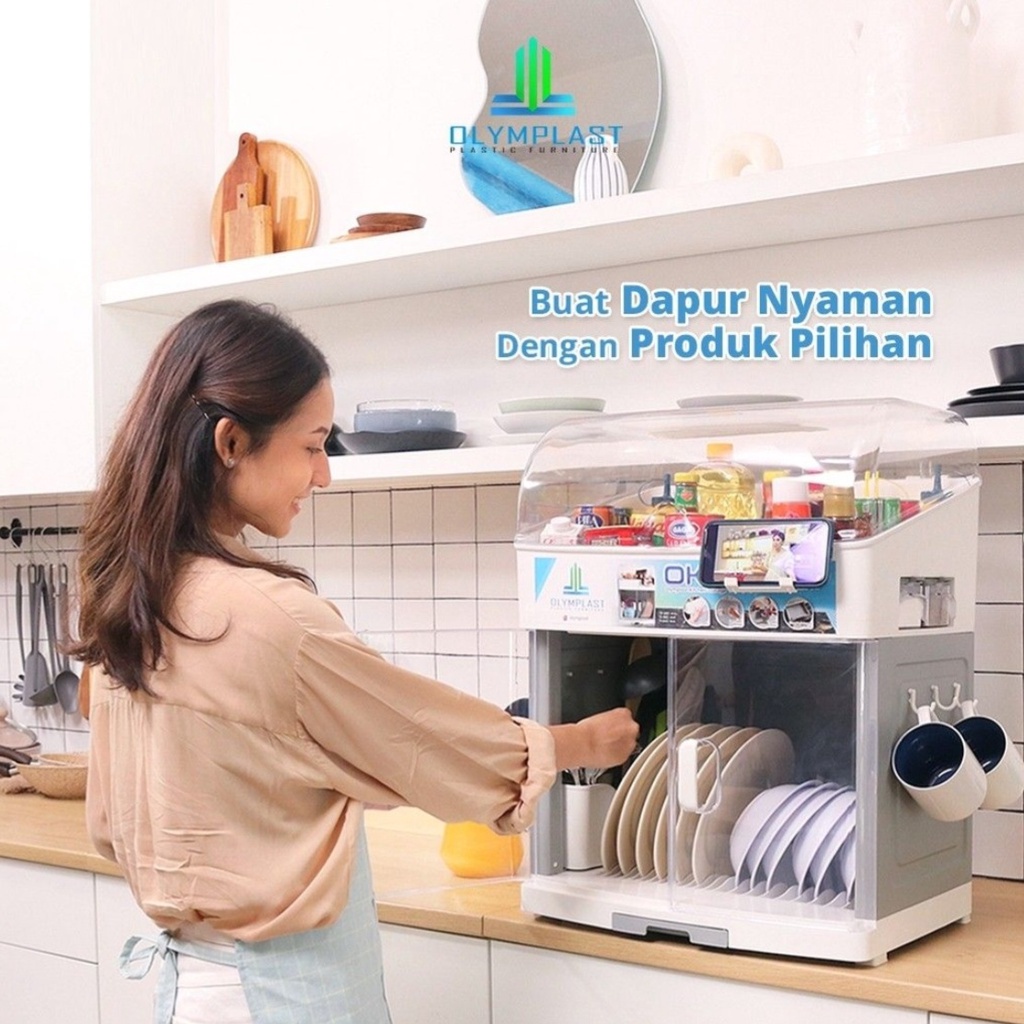 HJK Rak Piring Olymplast Kitchen Storage Lemari Piring Olymplast OKS Dapur Rak Dapur Lemari Dapur