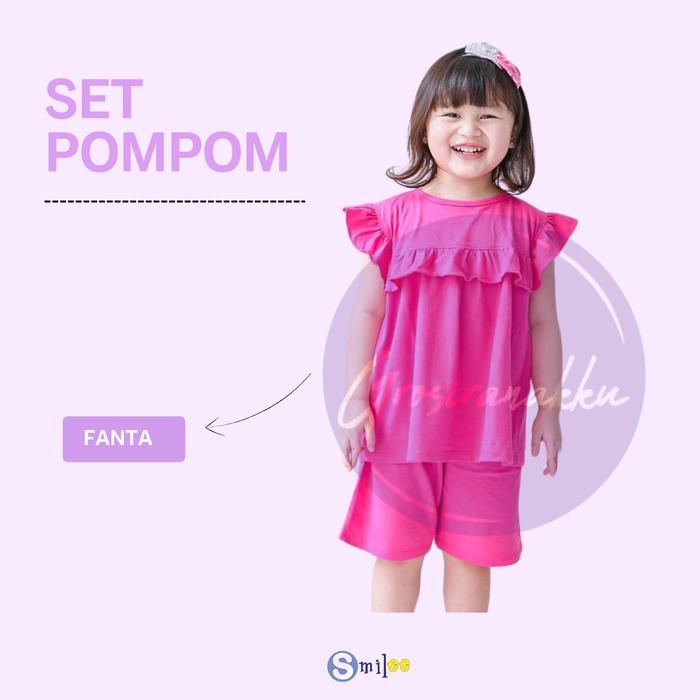 Setelan Anak Kaos Smilee Pompom Mix Warna Size 1-5 Tahun Perempuan Katun Bayi Parsel Cewek