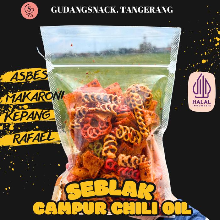 

250 gram - GudangSnackTgr -Seblak Campur [Asbes-Makaroni-Rafael-Kepang] Renyah Pedas Mantap Chili