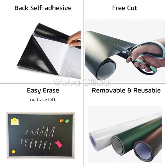 

[tmr] - Stiker Papan tulis Whiteboard Blackboard Spidol Kapur tempel Putih & Hitam 60 x 200