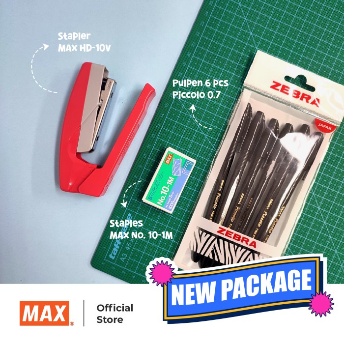 

MAX Stapler Putar / Stapler Tengah Buku / HD-10V Pink