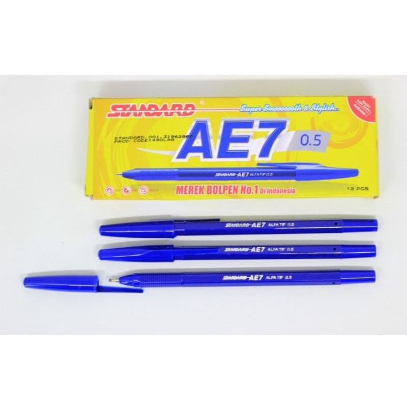 

(12pcs) pena standart AE7 biru