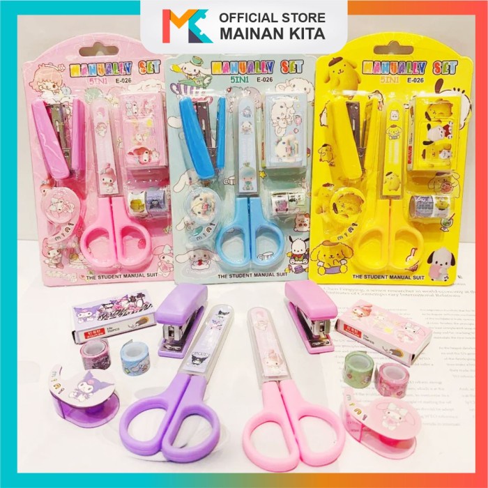

Set Gunting Stapler Pemotong Selotip Sanrio Sekolah & Kantor MK611 Kode 1430