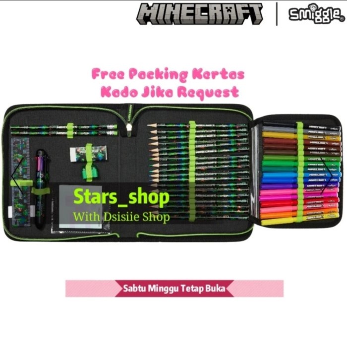 

Smiggle Minecraft Zip it Stationery Gift Pack Original Tempat Pensil Kode 712