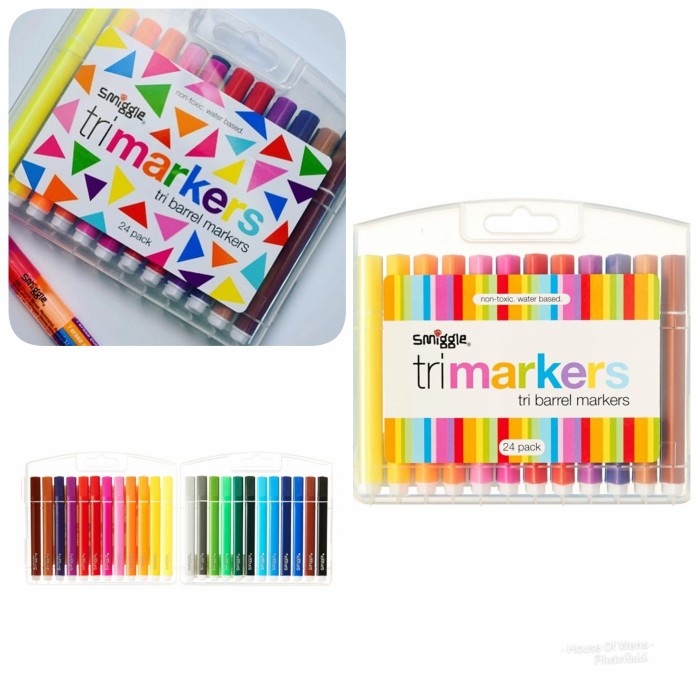 

SMIGGLE TRI BARREL MARKERS X24 - SPIDOL SMIGGLE Kode 861
