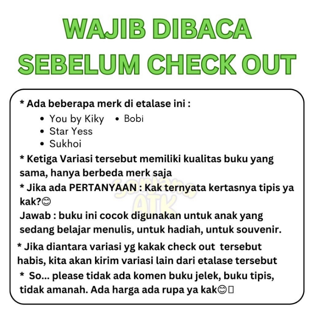 Grosir (Harga Per Pak Isi 10) Buku Tulis 38 Lembar You By Kiky