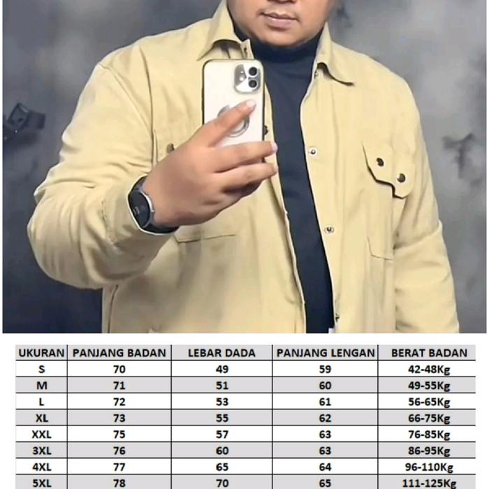 JAKET PRIA JUMBO CASUAL 3XL 4XL 5XL KAIN KATUN SEMI PARKA CANVAS NYAMAN OVERSIZED
