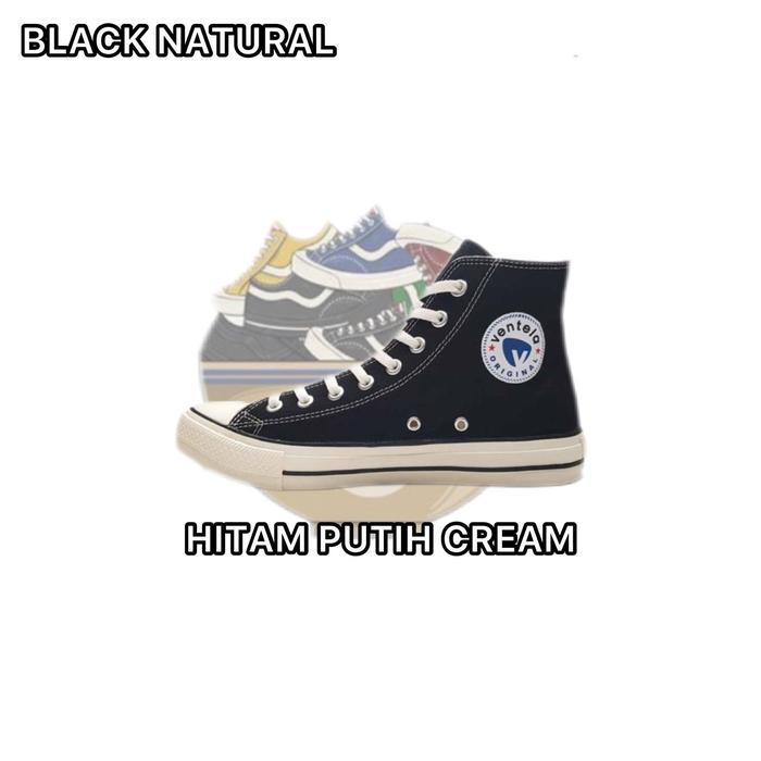 Top Sepatu Ventela Ethnic High Black Natural / Black White / White / All Black Shoes Free Sticker &
