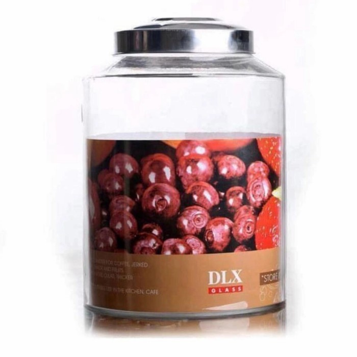 TOPLES KACA BESAR BULAT TUTUP PUTAR 15 LITER ACAR ASINAN KERUPUK DLX