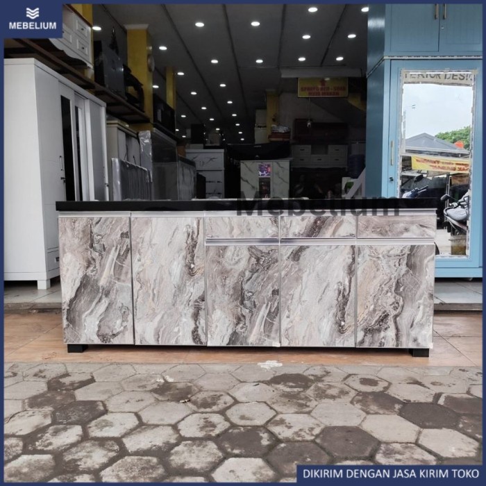 STOK TERBATAS [ORI] Meja Dapur Kitchen Set Bawah HPL Motif Meja Kompor Rak Piring Lemari Dapur Bawah