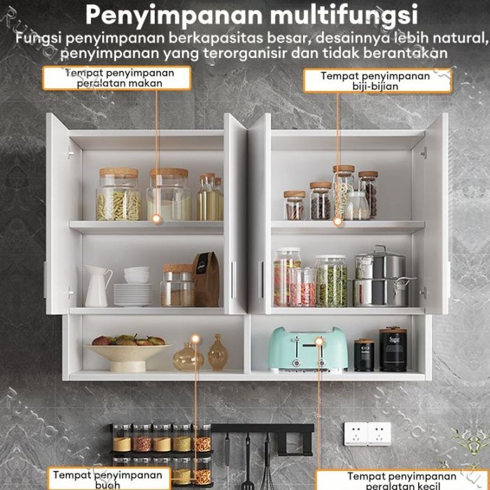 TERMURAH Kitchen Set Atas 4 Pintu Lemari Dapur Gantung Dinding Rak bumbu dapur Rak Atas Dapur