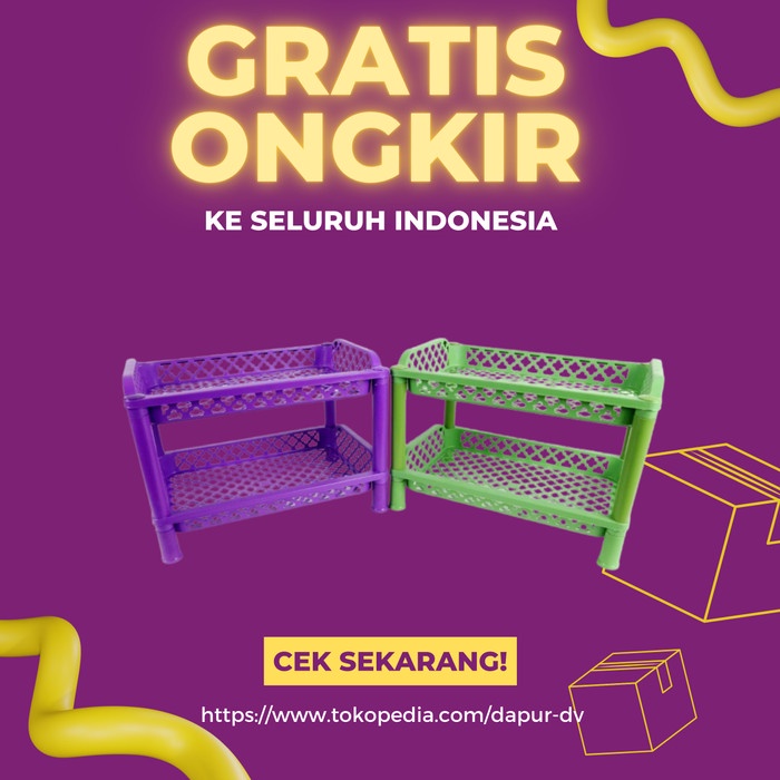 HEMAT Rak dapur Plastik susun 2 Sena Pastel serbaguna 40 x 28 x 29 cm