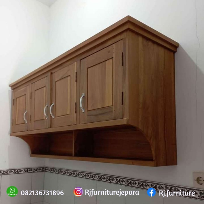 KOMPLIT Lemari dinding dapur rak gantung kayu jati