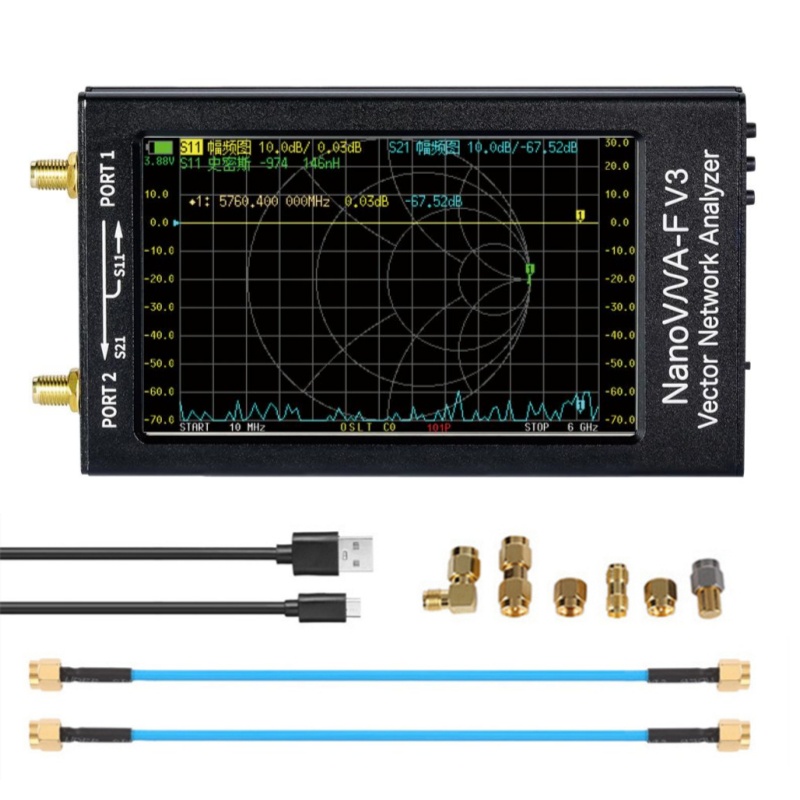 New NanoVNA-F V3 4.3 inch 6GHz HF VHF UHF Vector Network Analyzer Antenna Analyzer SWR + RF Demo Kit