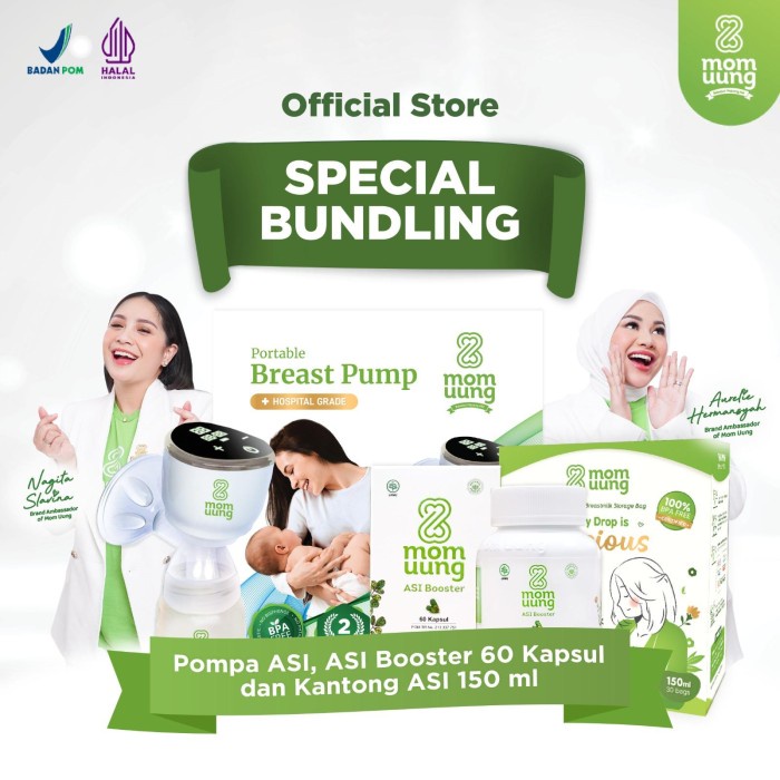 TERBARU MOM UUNG TRIPLE COMBO BUNDLING (MOM UUNG BREASTPUMP PORTABLE ELEKTRIK + MOM UUNG ASI