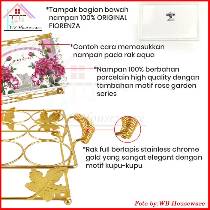 DISKON FIORENZA RAK AQUA 12LUBANG STAINLESS GOLD SEGI AK-126 / TEMPAT MINUM CUP AQUA GELAS BULAT