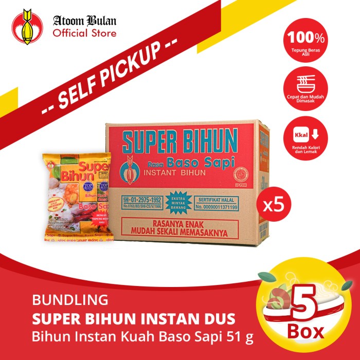 

Super Bihun Baso 5 dus (1 dus - isi 30 pcs) - Self Pickup