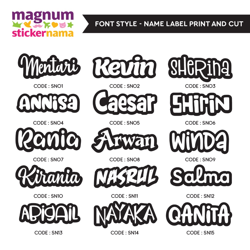 

IK! Stiker Nama Printing Hologram Pelangi, Ukuran 2x5cm Model Huruf Unik