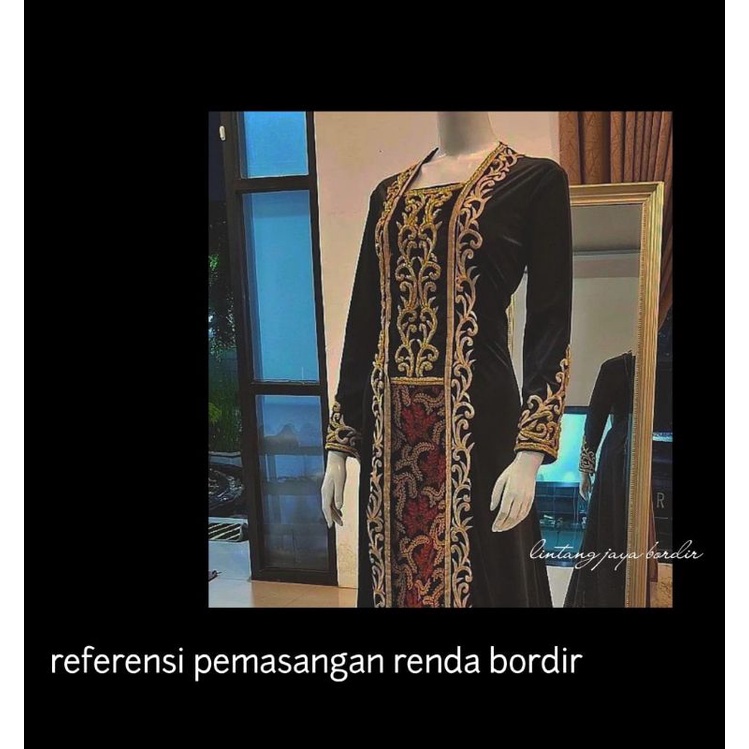 bordir roll aplikasi kebaya/ kebaya bludru