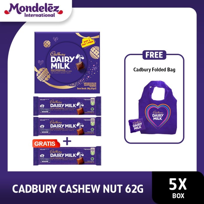 

Terlaris Cadbury Cokelat Dairy Milk 62 Gr [Buy 2 Get 1] 5 Packs - Free Tas Belanja Ready