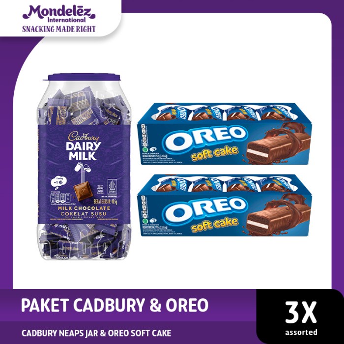 

Terlaris Cadbury Dairy Milk Cokelat Neaps Jar Dan Oreo Soft Cake Bolu Cokelat 16G [2 Box Isi 24 Pcs]