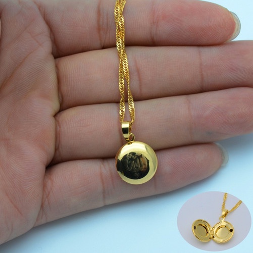 Promo Kalung Liontin Bertulisan Lafadz Allah Titanium Gold Anti Karat Bulat Original