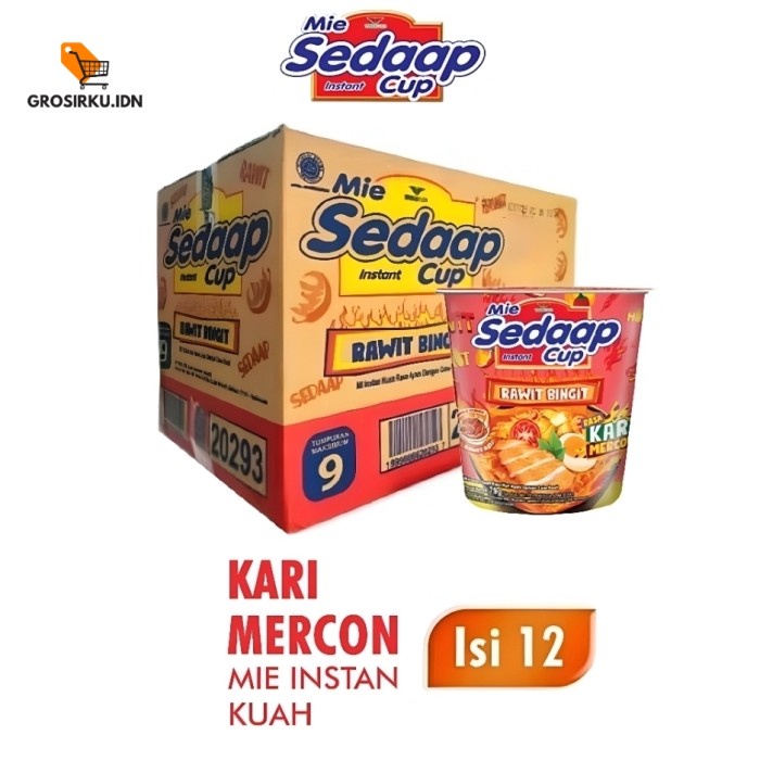 

Ready Mie Sedaap Cup Kari Mercon 79 Gr - 1 Dus (Isi 12 Pcs).