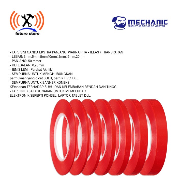 

READY STOK MECHANIC DOUBLE TAPE TRANSPARAN PEREKAT - DOUBLE SIDE TAPE - LEM - LCD - TOUCHSCREEN -