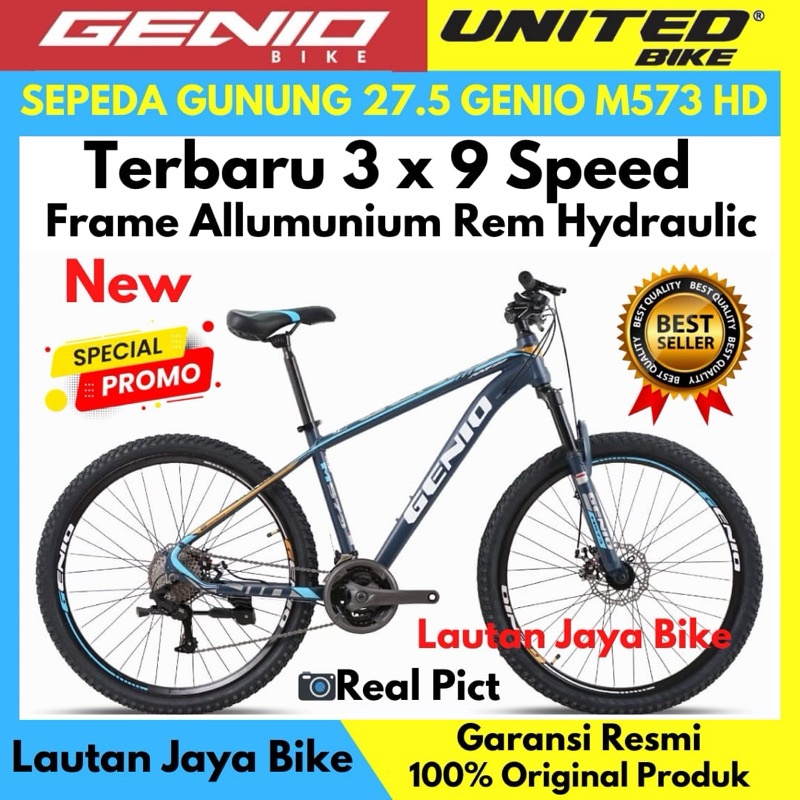 SEPEDA GUNUNG 27.5 MTB GENIO M573 Rem hydraulic Frame Allumunium Terbaru