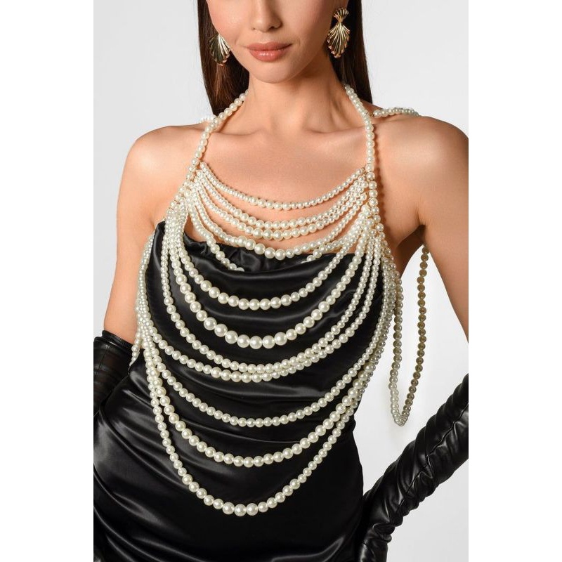 BUTIK FLA (ALEESHA) Body pearl accessories aksesoris mutiara belt pearl beads body chain rantai mute