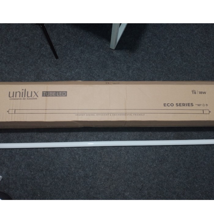 Paket 1 Dus Isi 25 Pcs Lampu Tl Unilux T8 Led Tube Eco Series 60Cm / 120 Cm Tl Led 9W / 18W