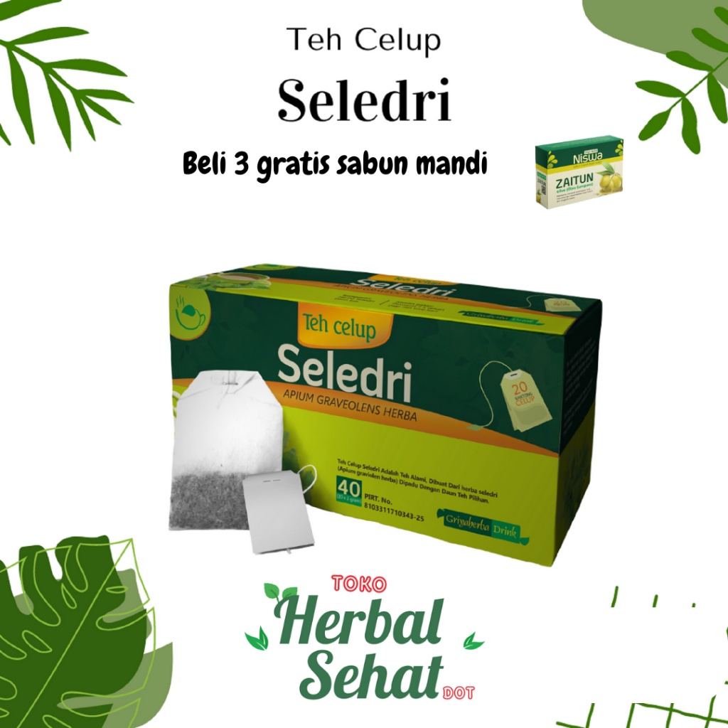 

( PROMO ) Teh Herbal Daun Seledri Griya Herba Isi 20 kantong untuk menurunkan gejala darah tinggi
