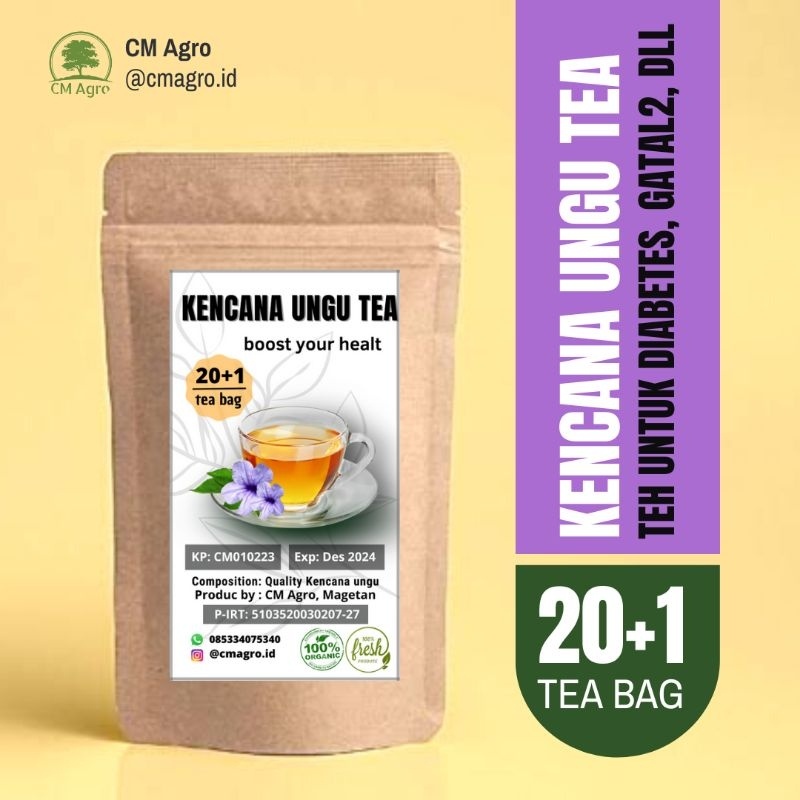 

( PROMO ) TEH HERBAL DAUN KENCANA UNGU, OBAT DIABETES, SYARAF, ISK, HIPERTENSI DLL. ISI 20 + BONUS 1