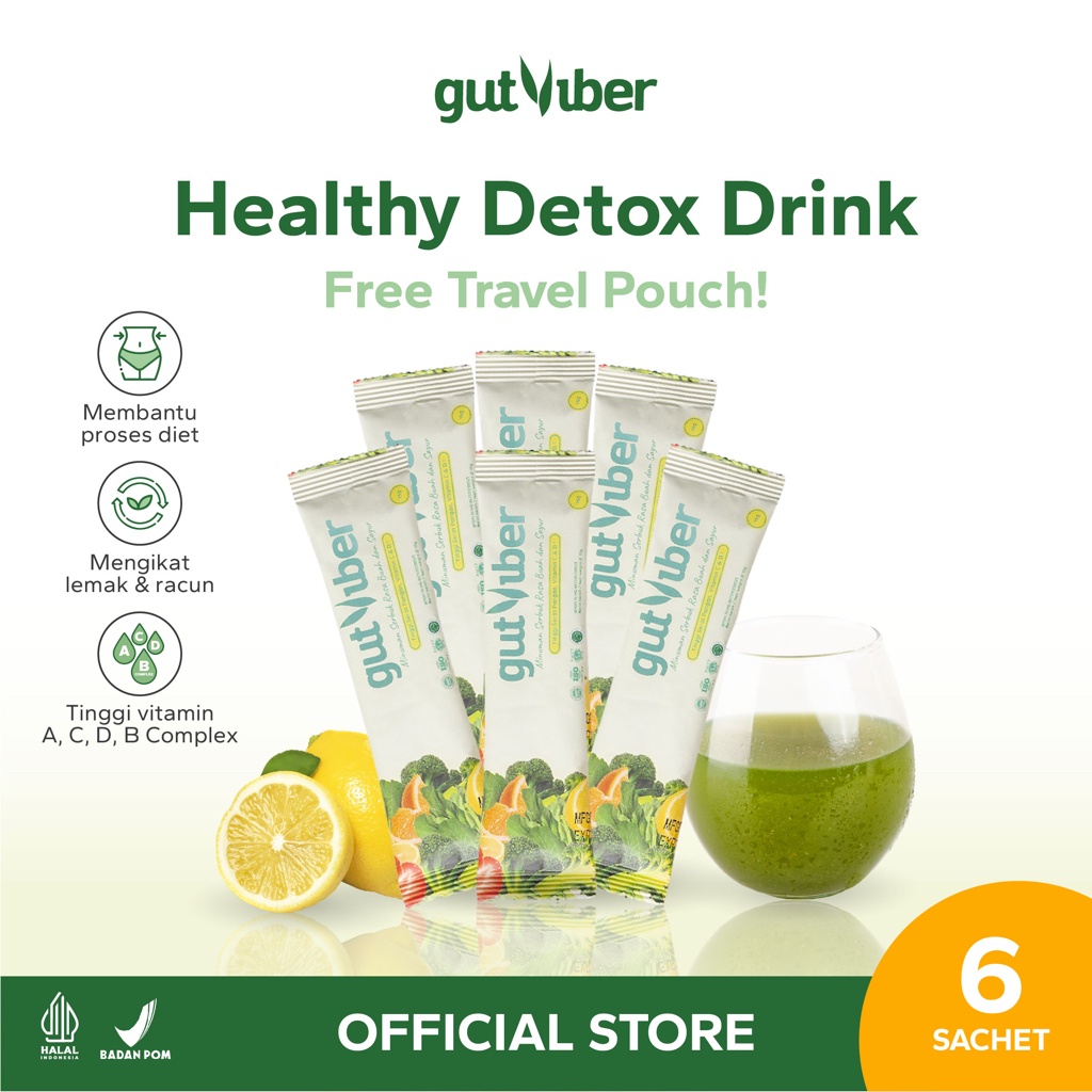 

( PROMO ) GutViber - Minuman Serat Fiber Drink Detox Rasa Sayur dan Buah Isi 6 Sachet BEST SELLER