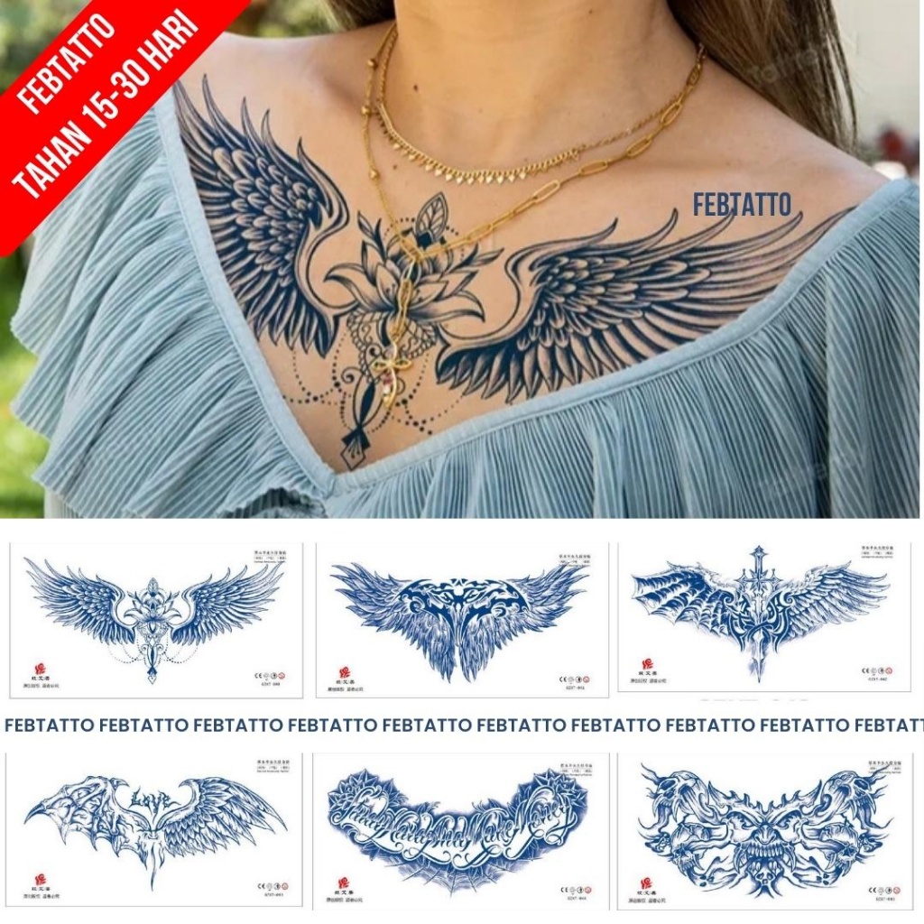 Tato Semi Pemanent Dada Tahan 1 Bulan Ukuran 28x15cm Tato Lengan Tato Dada Tato tangan Tato Kaki