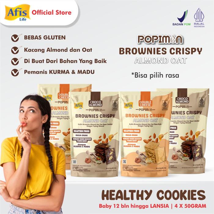 

Afis Popimon Brownies Crispy Almond Oat 4Pcs- Camilan Sehat Keluarga