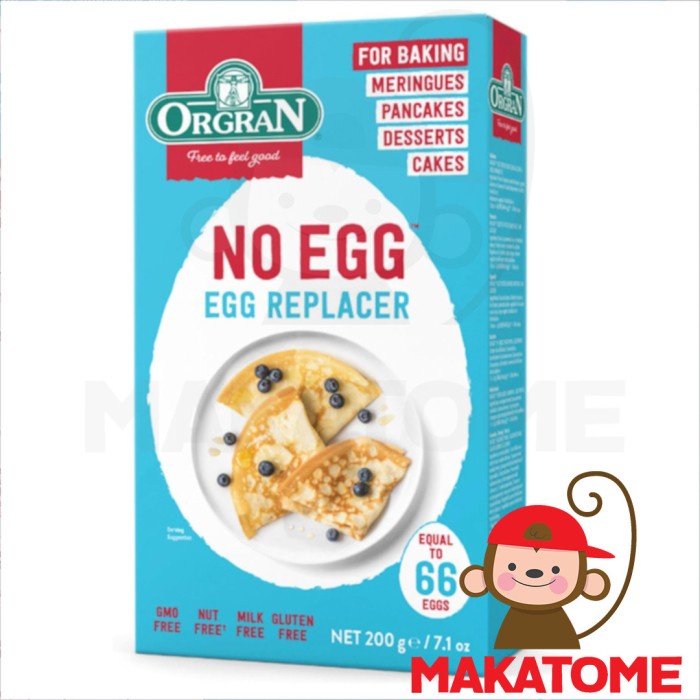 

Orgran Egg Replacer 200gr no egg free telur gluten dairy nut gmo free 200g 200 g gr for baking