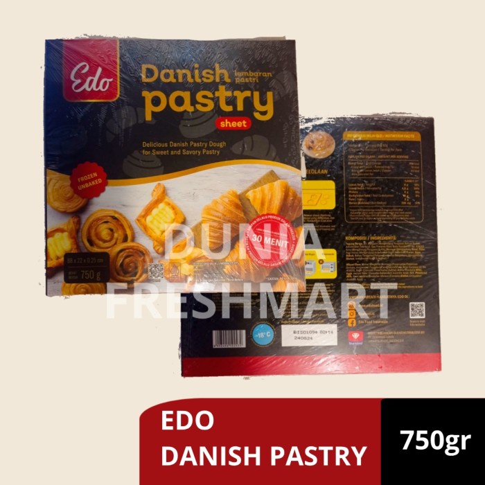 

EDO DANISH PASTRY 750GR KULIT PUFF KULIT DANISH FROZEN CROMBOLANI