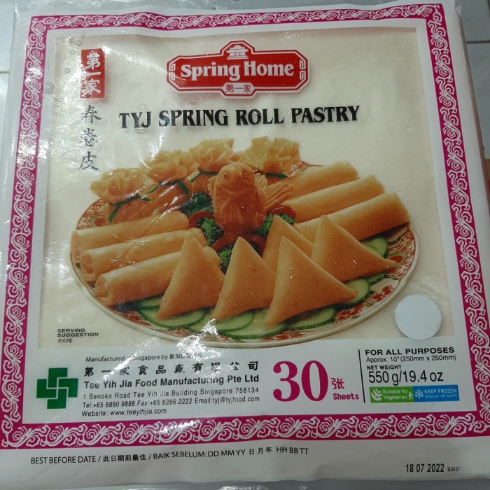

TYJ SPRINGROLL/KULIT PANGSIT LEMBARAN 10INC BERAT 550GR, TAMBAHKAN ISI