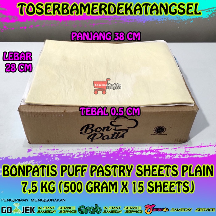 

Bonpatis Puff Pastry Sheets Plain (500 Gram x 15 Sheets) 1 Dus