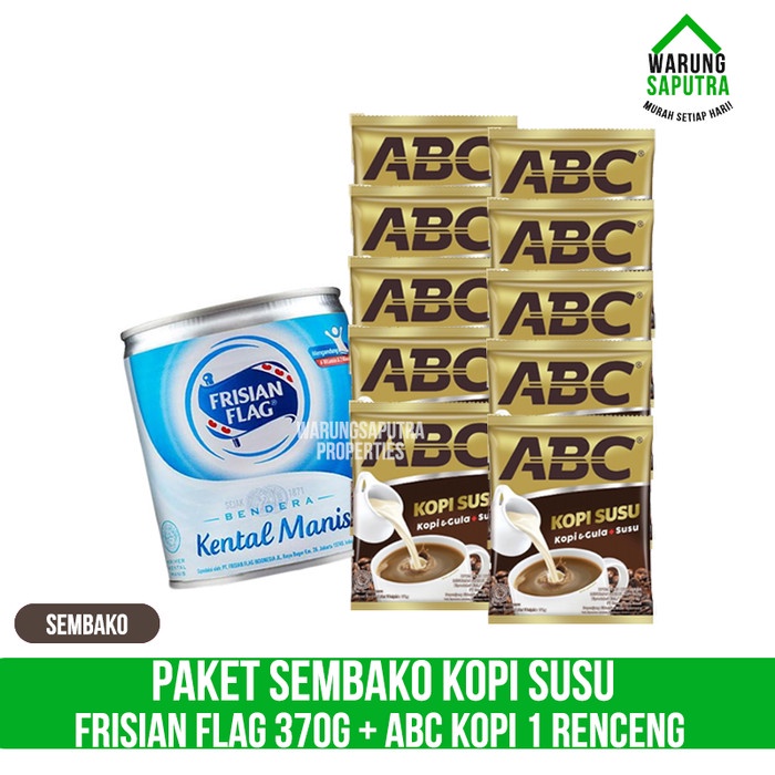 

HJK Paket Sembako Kopi Susu Frisian Flag 370g + ABC Kopi 31g 1 Renceng