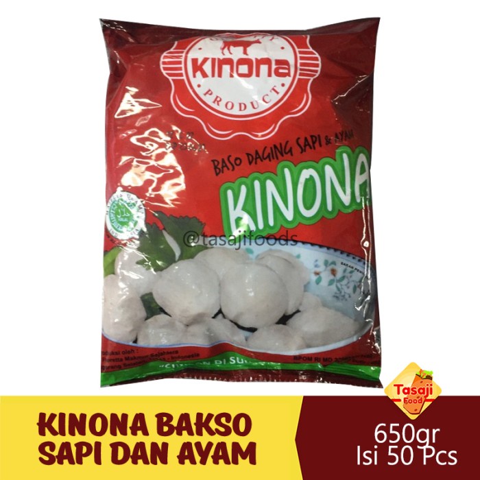 

Kinona Bakso Daging Kombinasi Sapi dan Ayam 650gr Isi 50